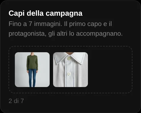 Pannello Capi della campagna: le foto prodotto caricate