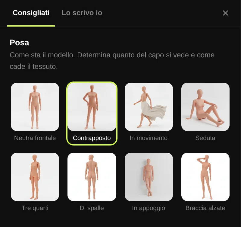 Galleria delle pose consigliate